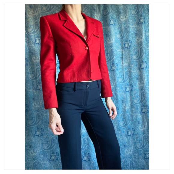 Vintage Pendleton blazer red cropped button down wool - Picture 3 of 11